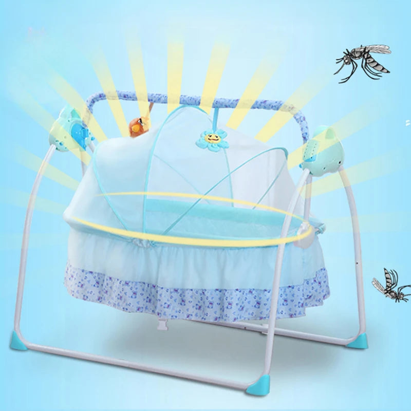 Berceau Électrique Intelligent pour Bébé, Chaise à Bascule Pliable — Monptitlou