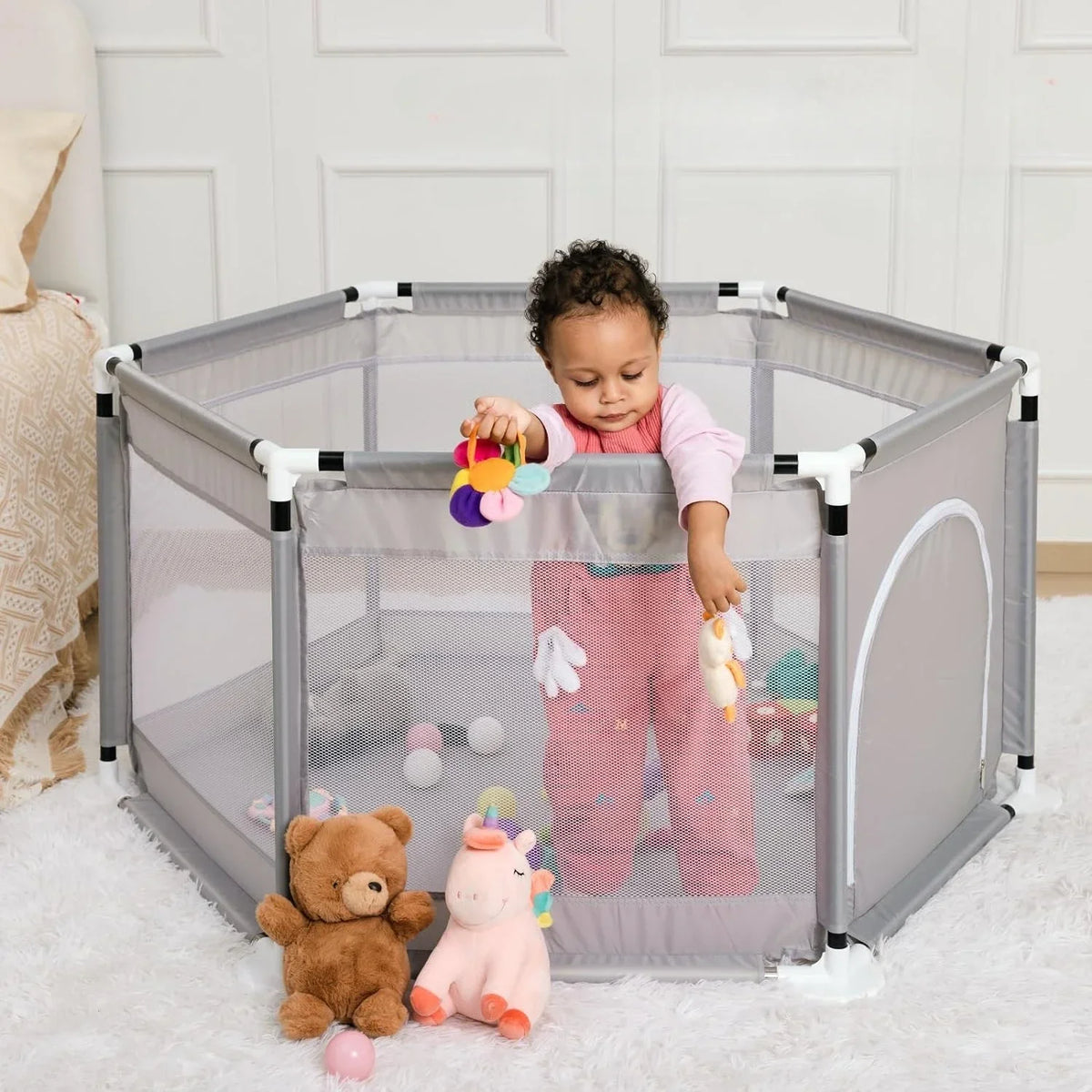 Parc hexagonal pour bébé, pliable et portable — Monptitlou Image