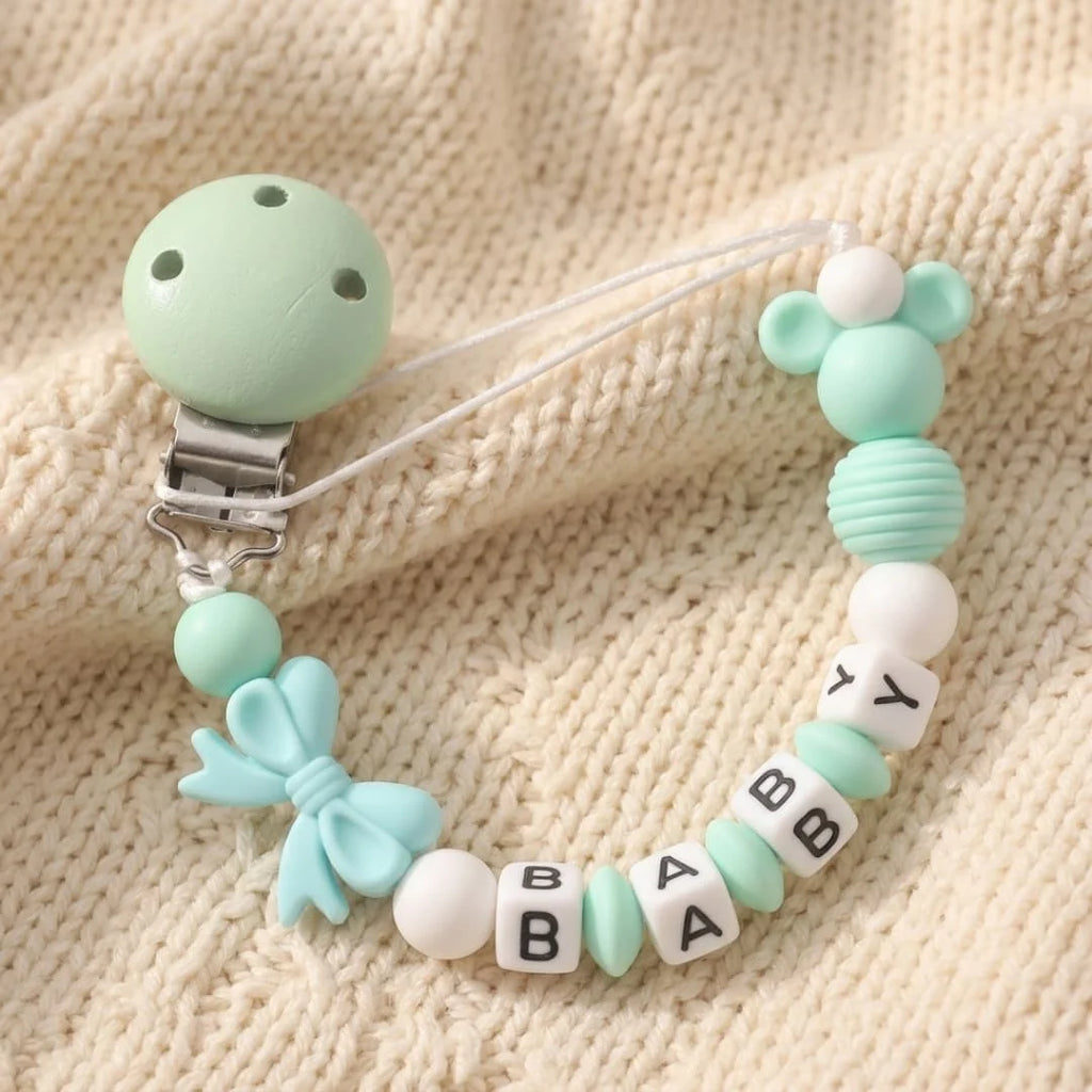 Support de sucette en silicone pour bébé, personnalisable avec nom — Monptitlou