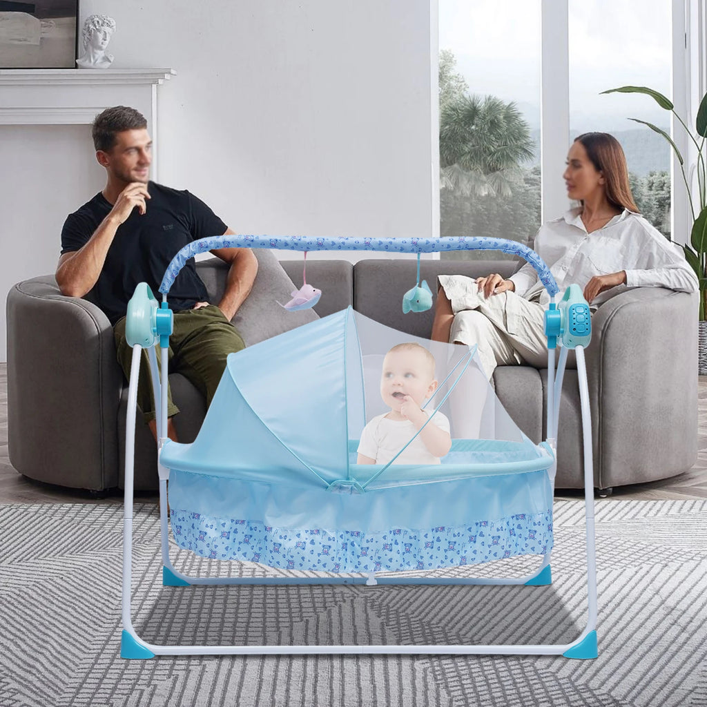 Berceau électrique pour bébé avec ciel de lit — Monptitlou