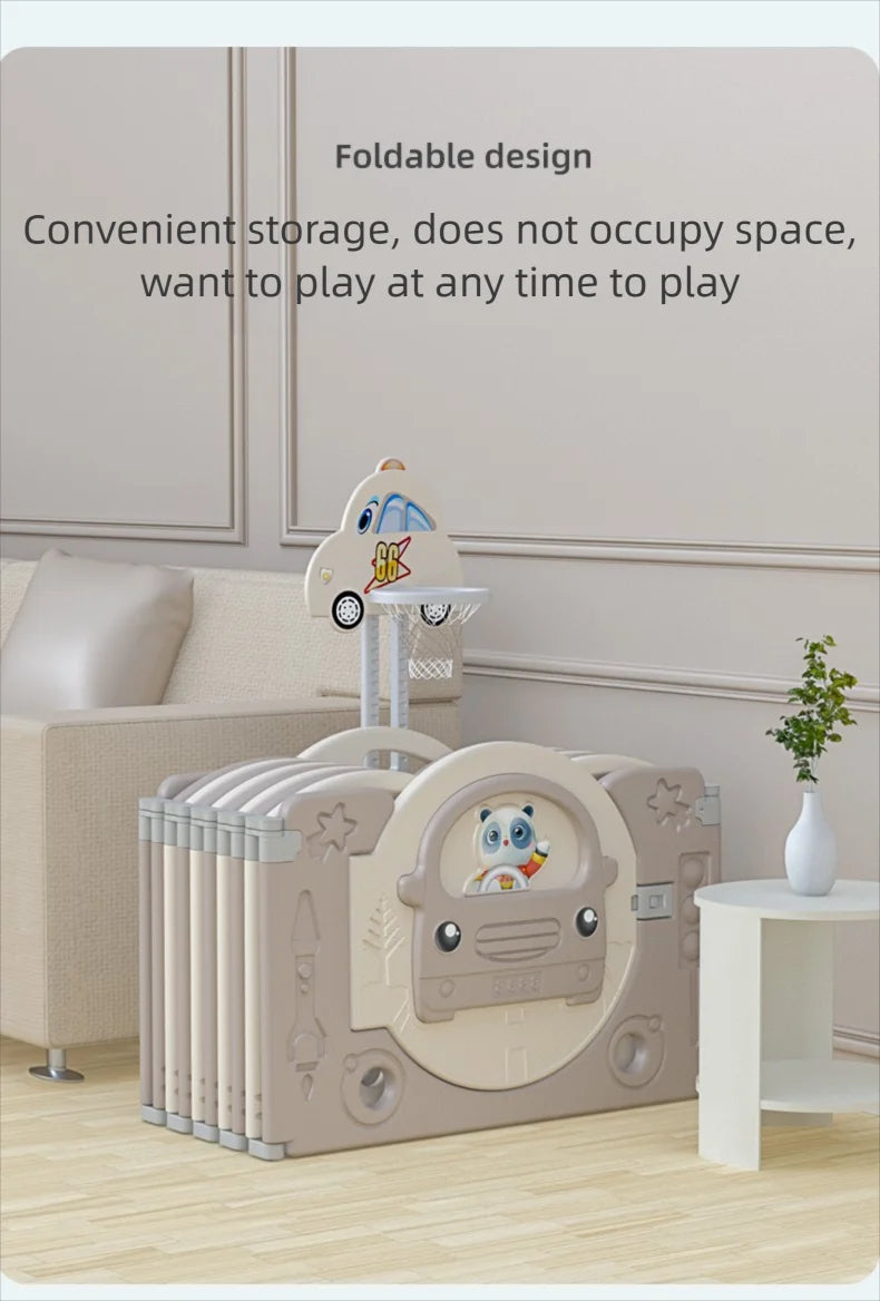 Parc modulaire pour bébé à panneaux, avec toboggan — Monptitlou