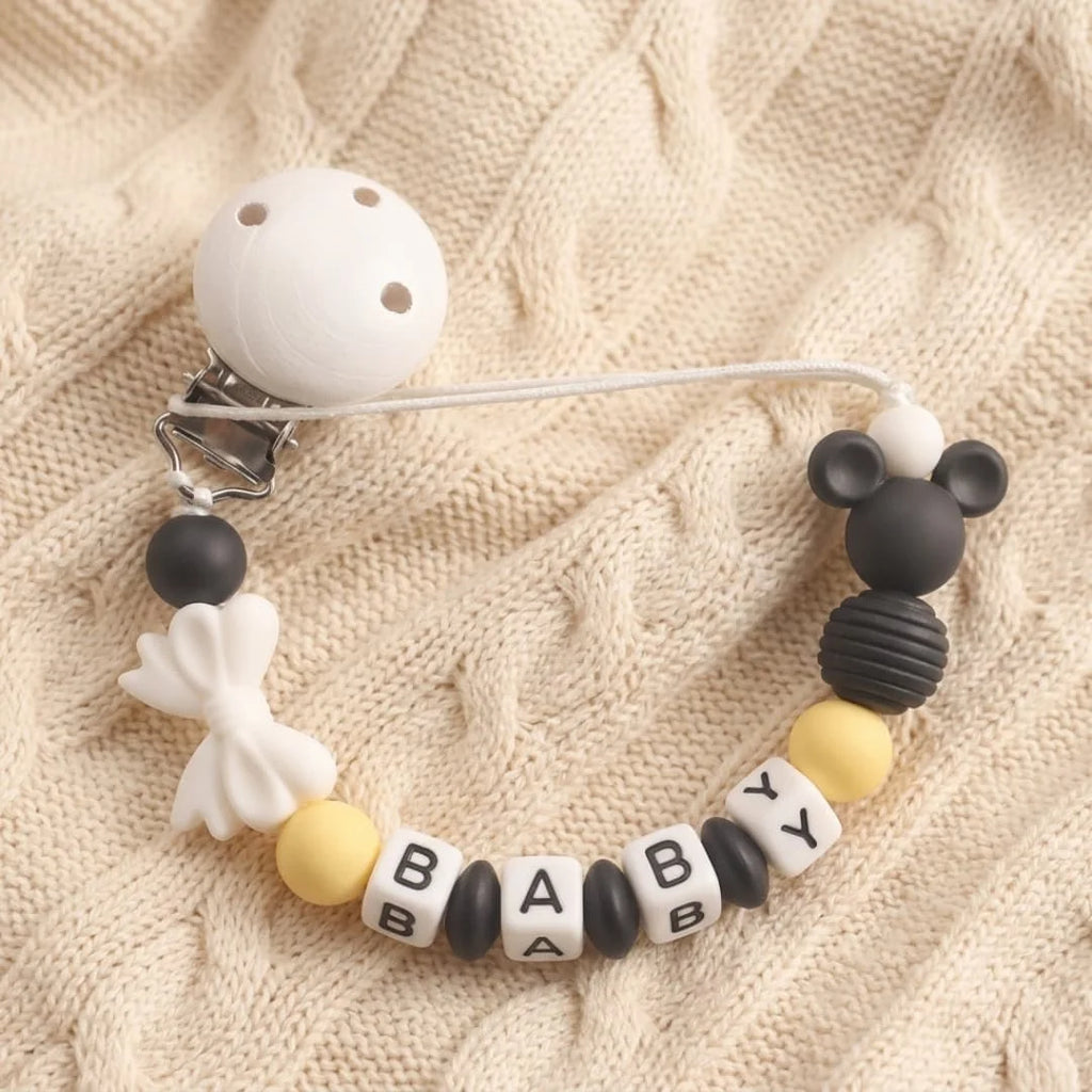 Support de sucette en silicone pour bébé, personnalisable avec nom — Monptitlou
