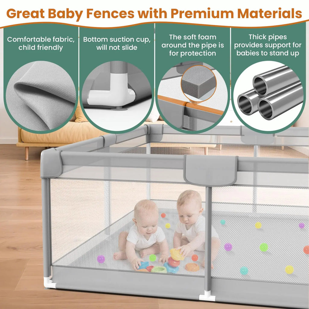 Grand parc pour bébé avec maille respirante et porte — Monptitlou