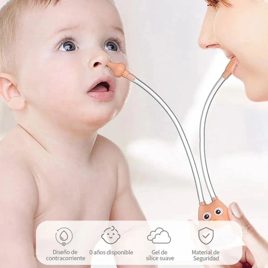 Mouche-bébé manuel en forme de hibou, tube souple — Monptitlou