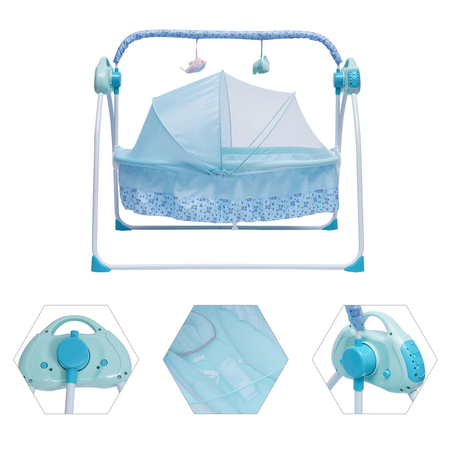 Berceau électrique pour bébé avec ciel de lit — Monptitlou