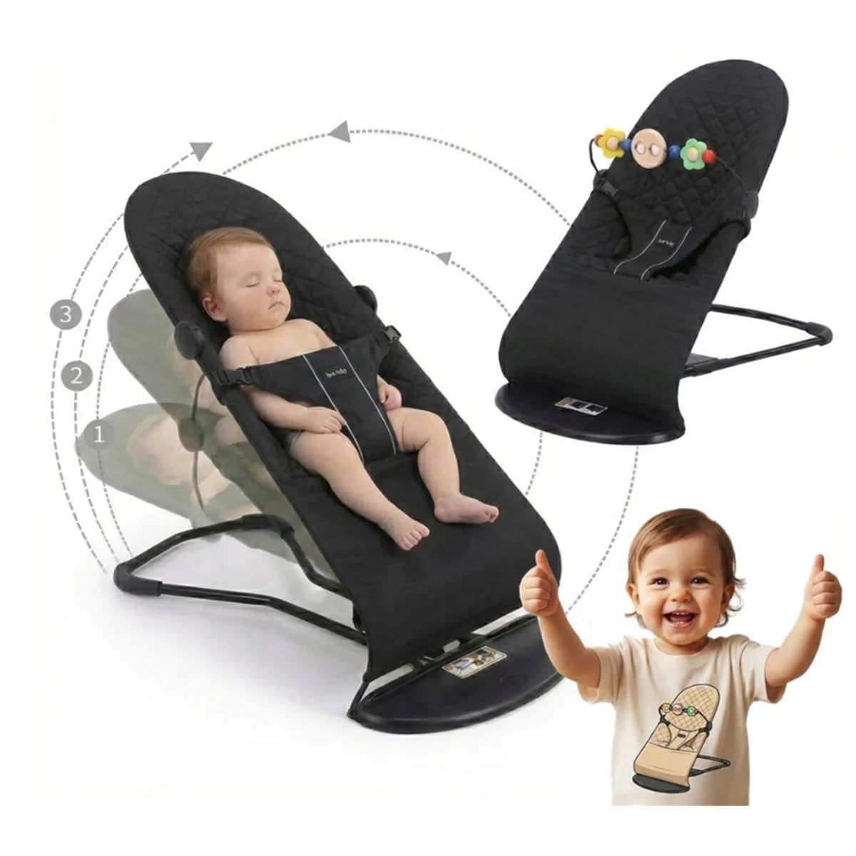 ▶ Transat Bébé Pliable 2-en-1 – Balancelle Réglable pour Nourrisson — Monptitlou Image