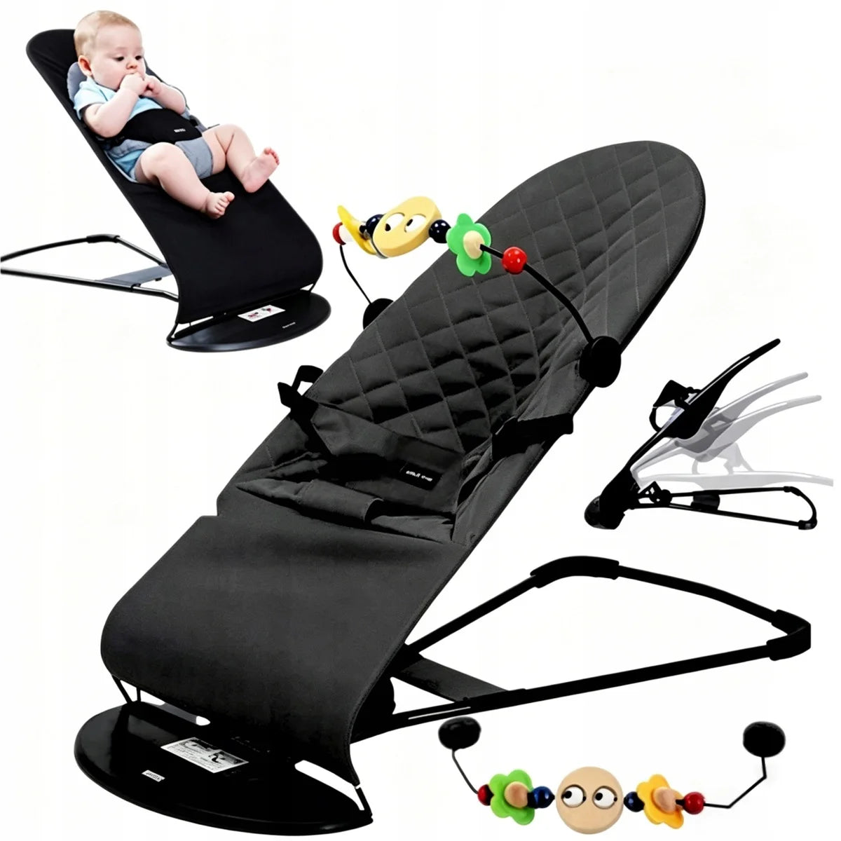 ▶ Transat Bébé Pliable 2-en-1 – Balancelle Réglable pour Nourrisson — Monptitlou Image