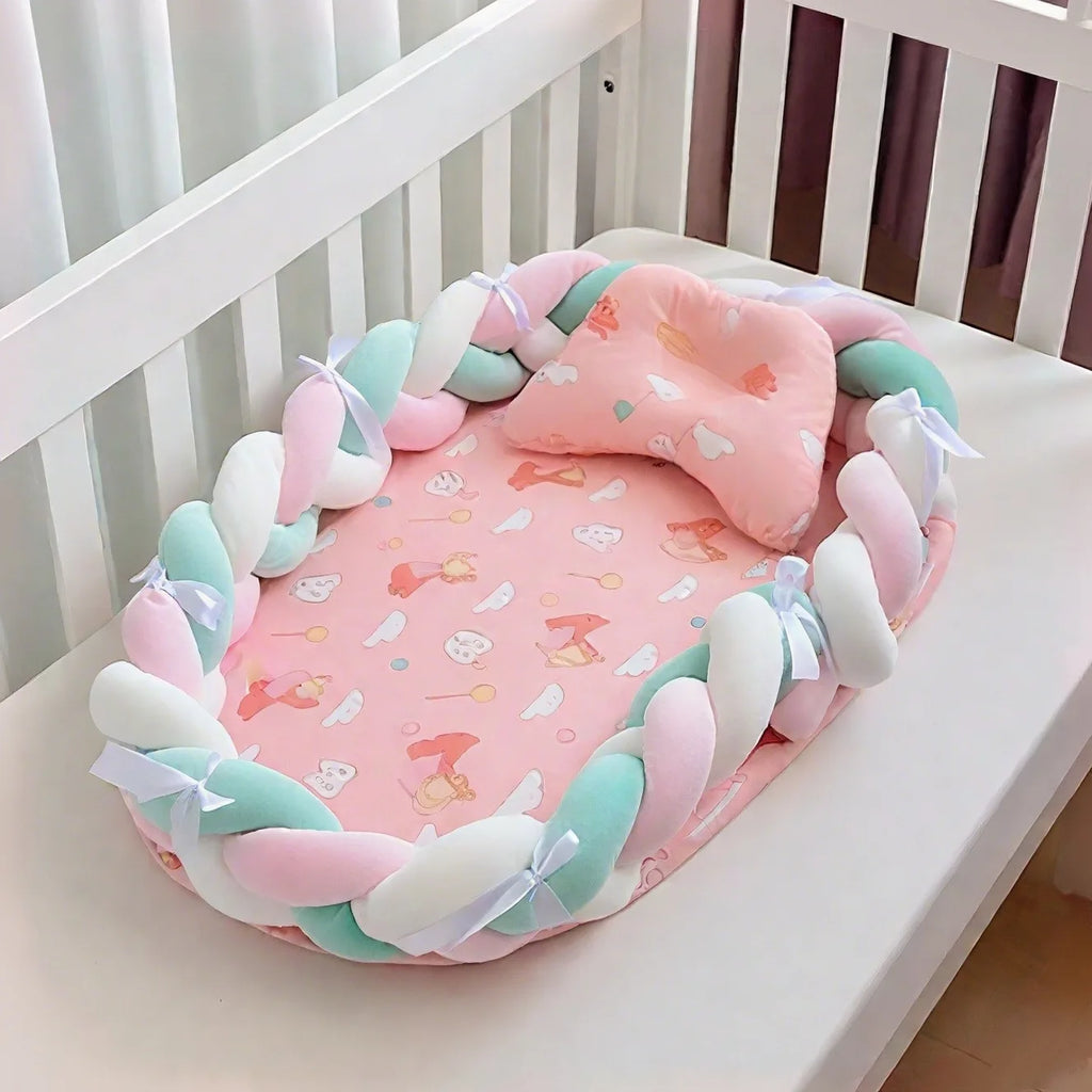Réducteur de lit pour bébé avec tour tressé — Monptitlou