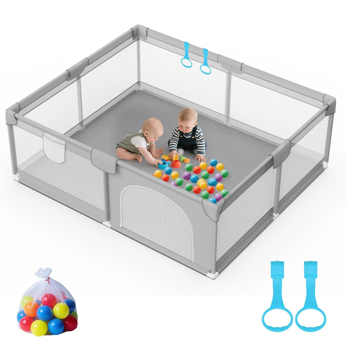 Grand parc pour bébé avec maille respirante et porte — Monptitlou Image