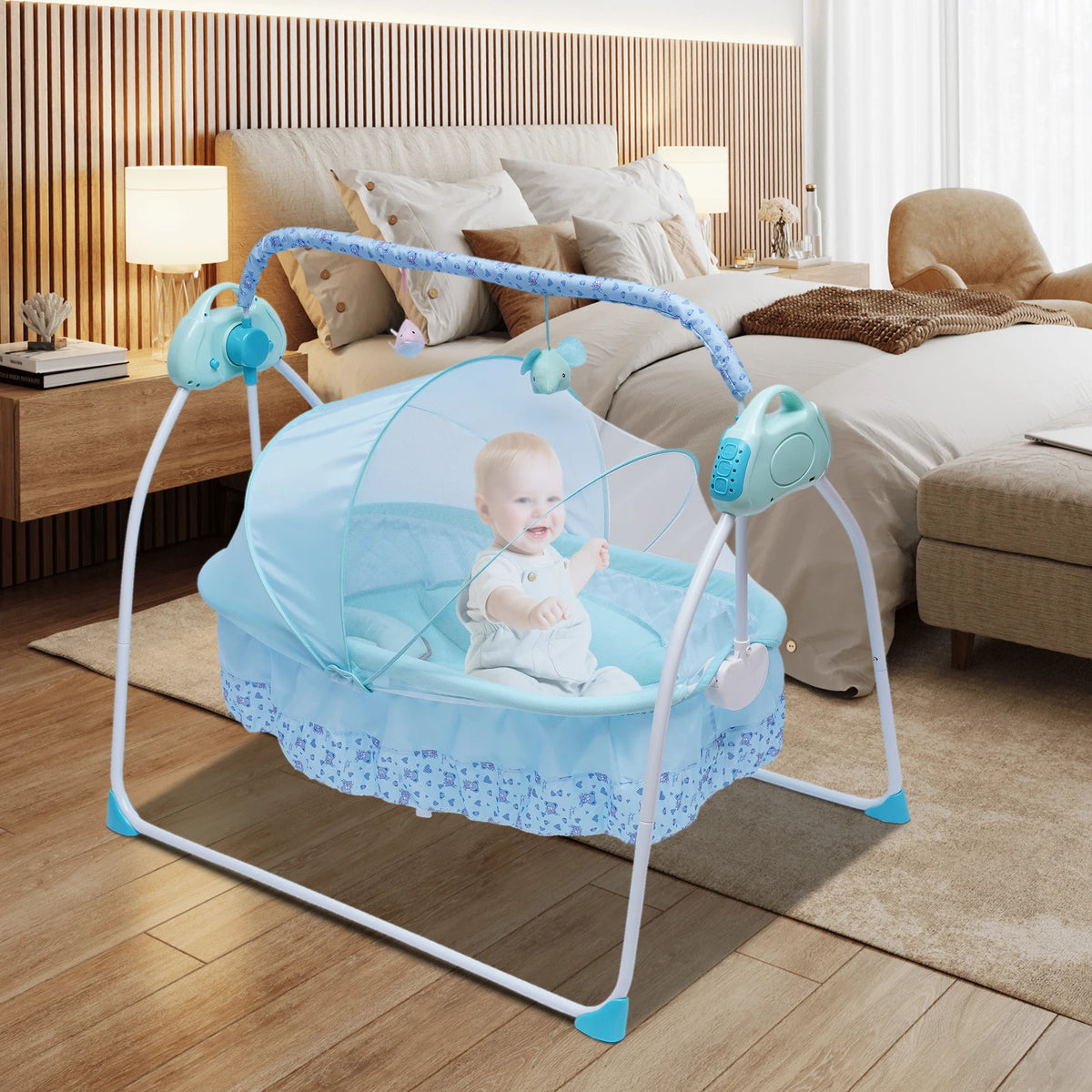 Berceau électrique pour bébé avec ciel de lit — Monptitlou Image