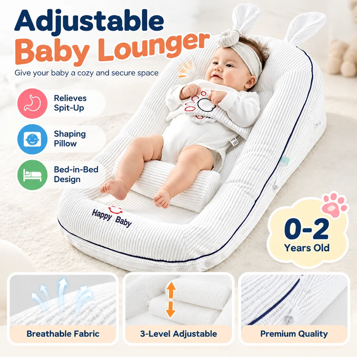Matelas incliné pour bébé, housse déhoussable — Monptitlou Image