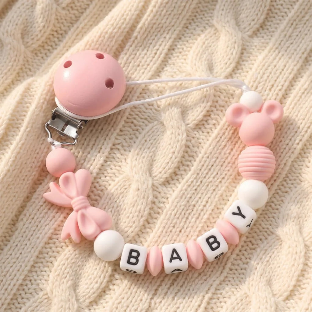 Support de sucette en silicone pour bébé, personnalisable avec nom — Monptitlou