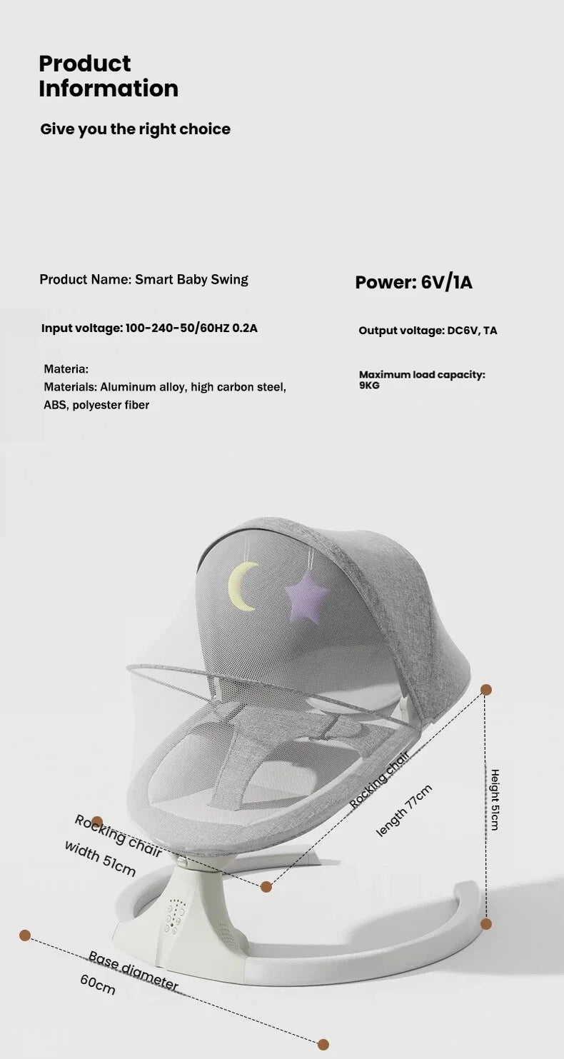 Chaise berçante pour bébé, balançoire électrique pour enfants — Monptitlou