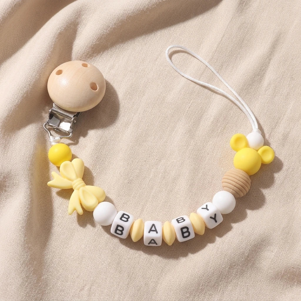 Support de sucette en silicone pour bébé, personnalisable avec nom — Monptitlou