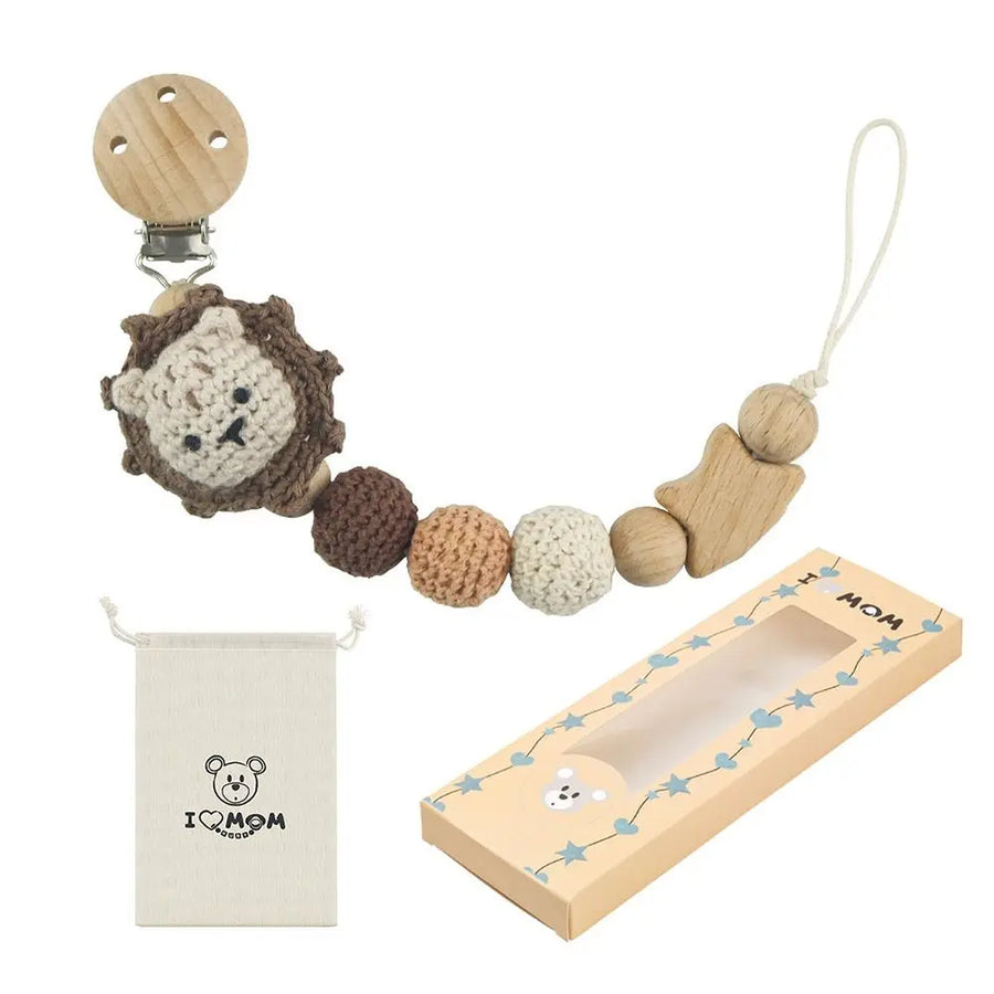 DUNIHolder-Attache-tétine en bois de hêtre avec sac de rangement — Monptitlou