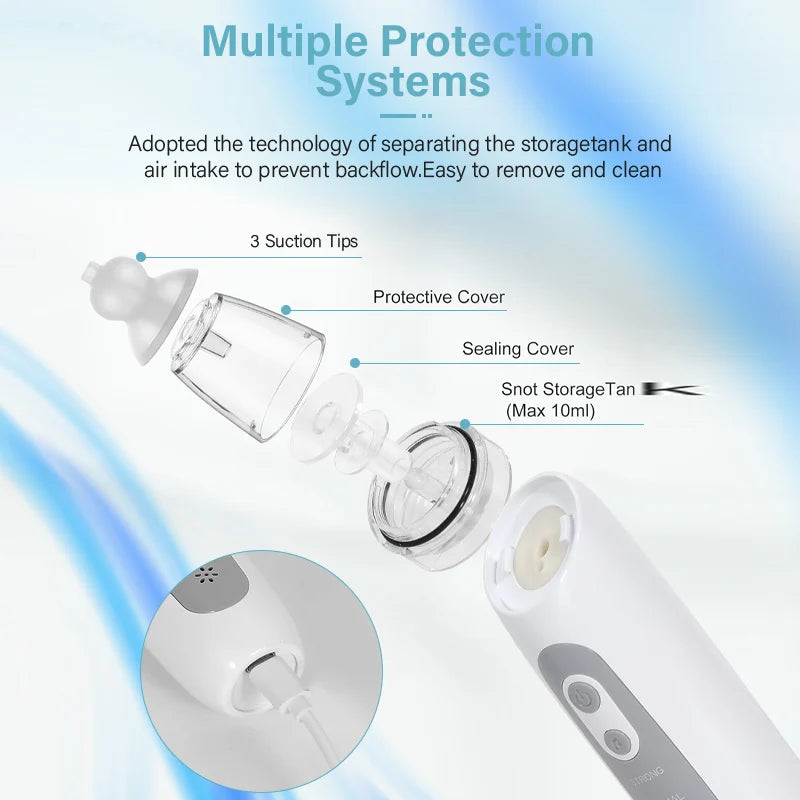 Mouche-bébé électrique rechargeable, 3 embouts — Monptitlou