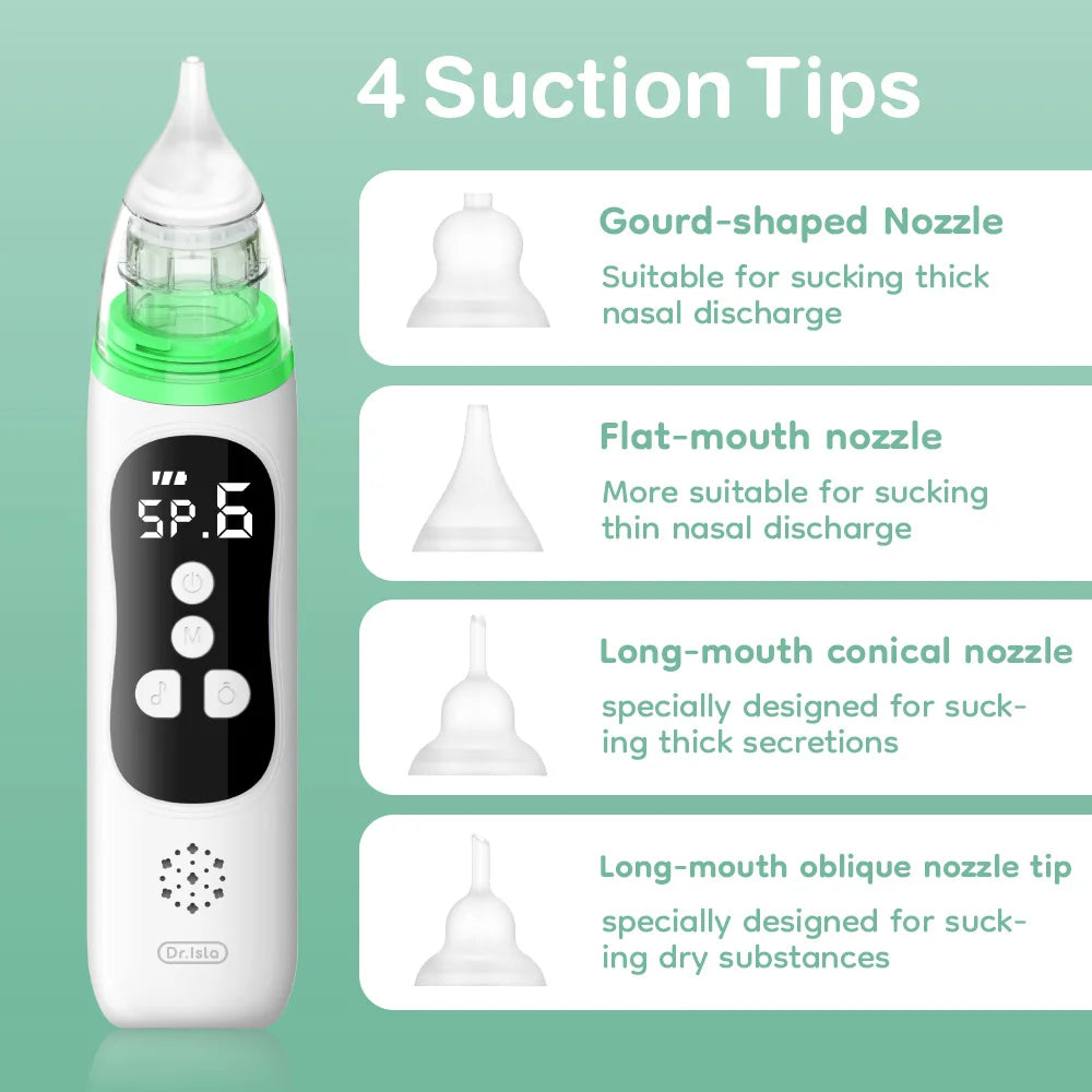 Mouche-bébé électrique en silicone, aspiration réglable — Monptitlou