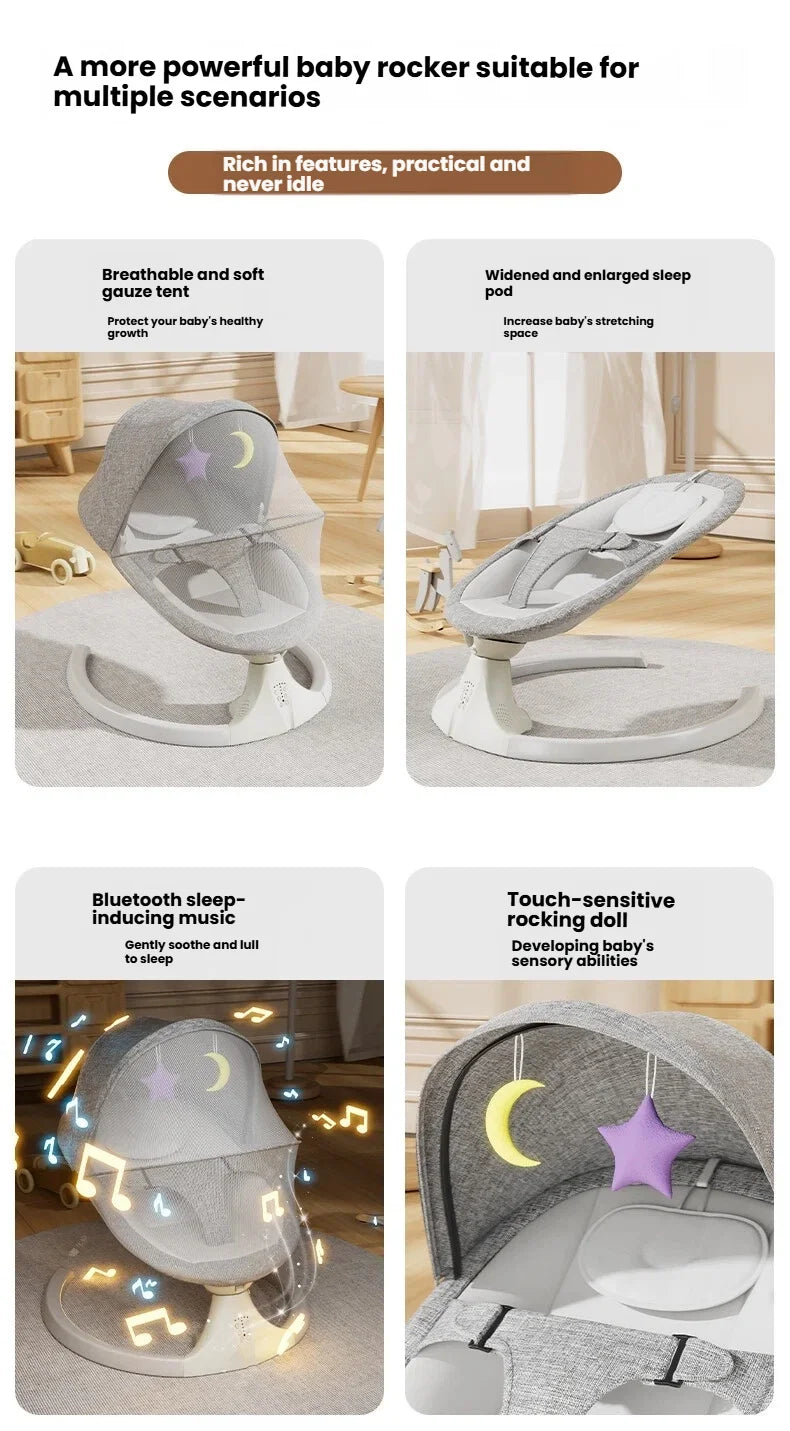 Chaise berçante pour bébé, balançoire électrique pour enfants — Monptitlou