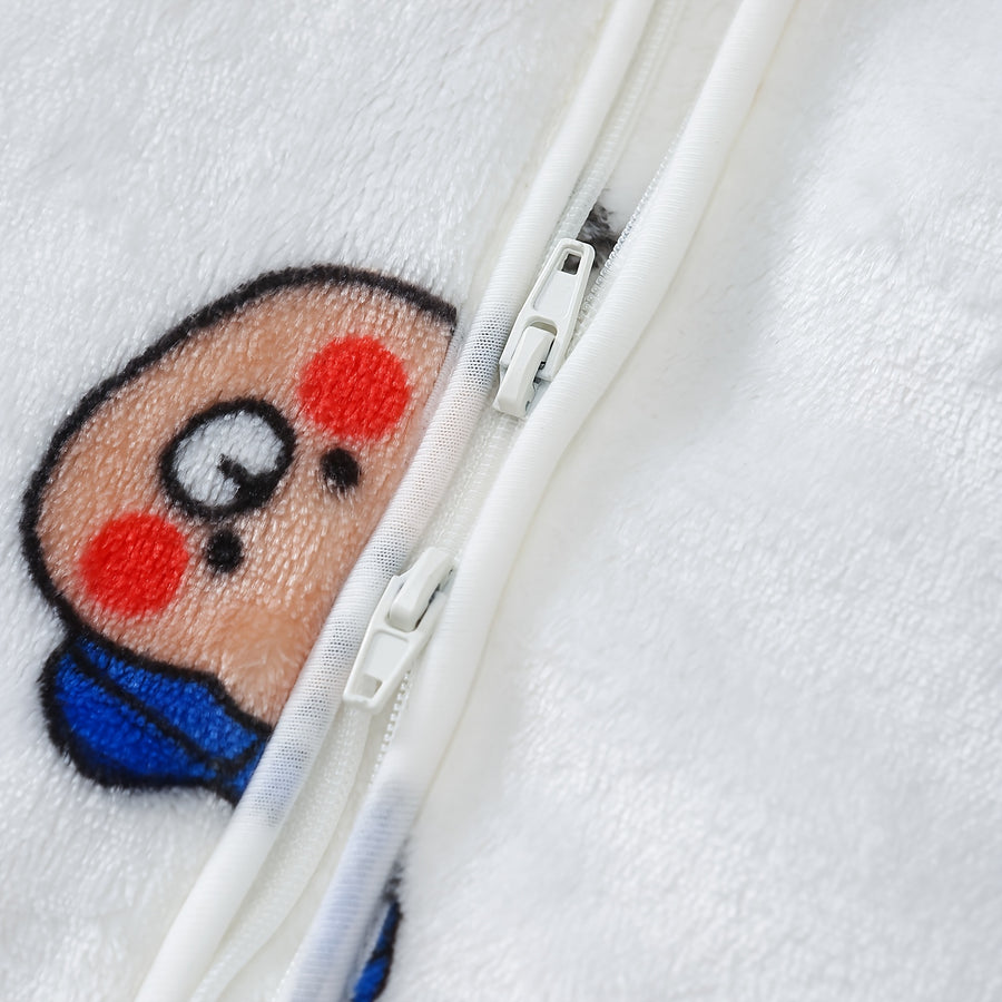 Ours en peluche à manches longues en flanelle réversible avec fermeture — Monptitlou