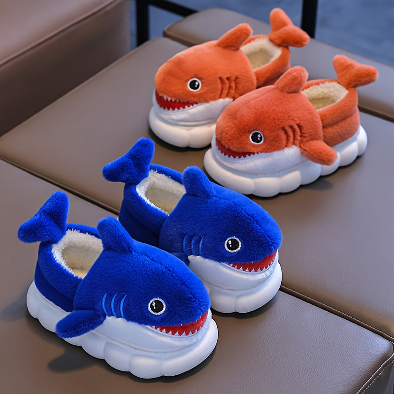 1 Paire de Chaussons en Peluche Requin Cartoon Mignons pour Garçons et — Monptitlou
