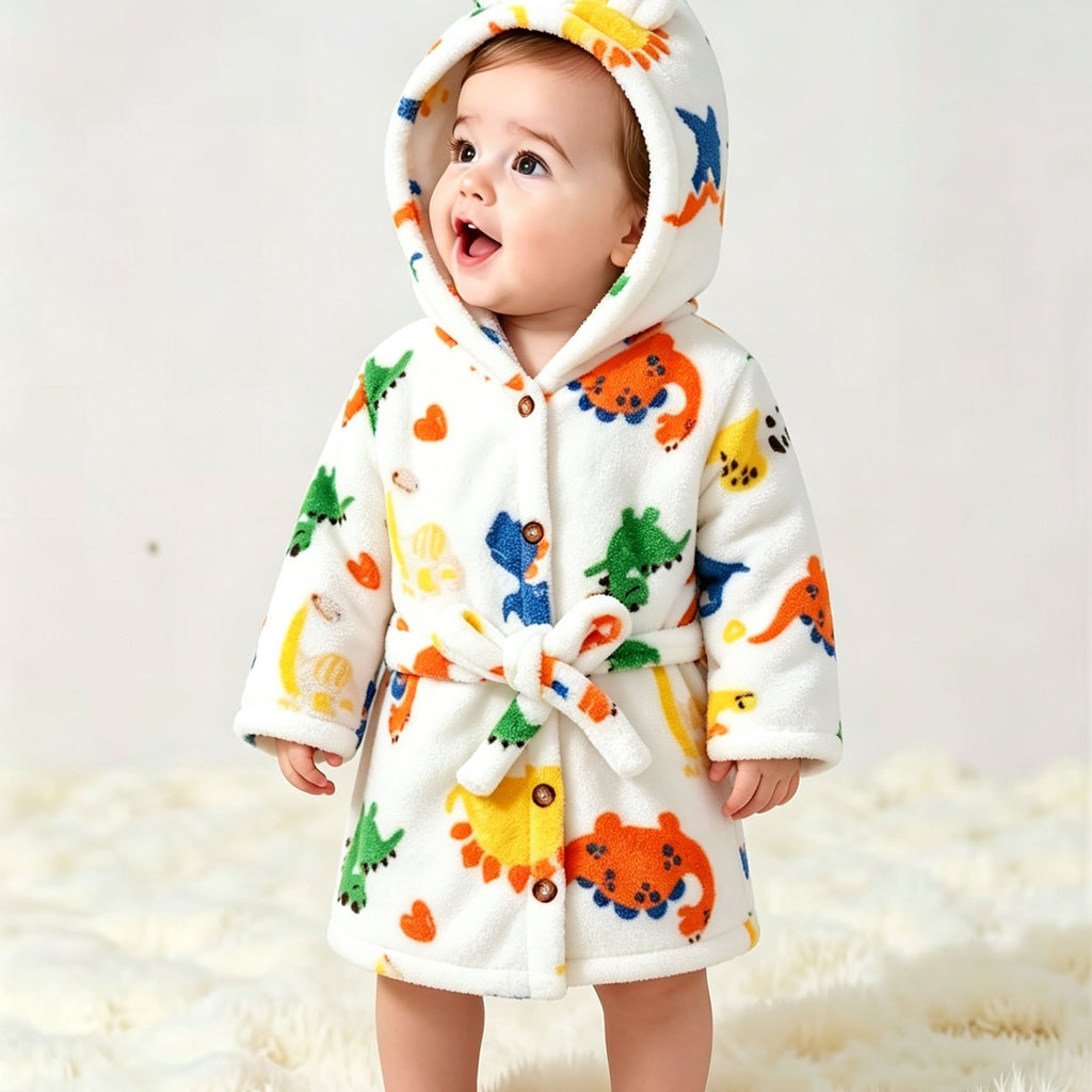 Robe en Polaire à Capuche pour Filles avec Imprimé Cartoon — Monptitlou