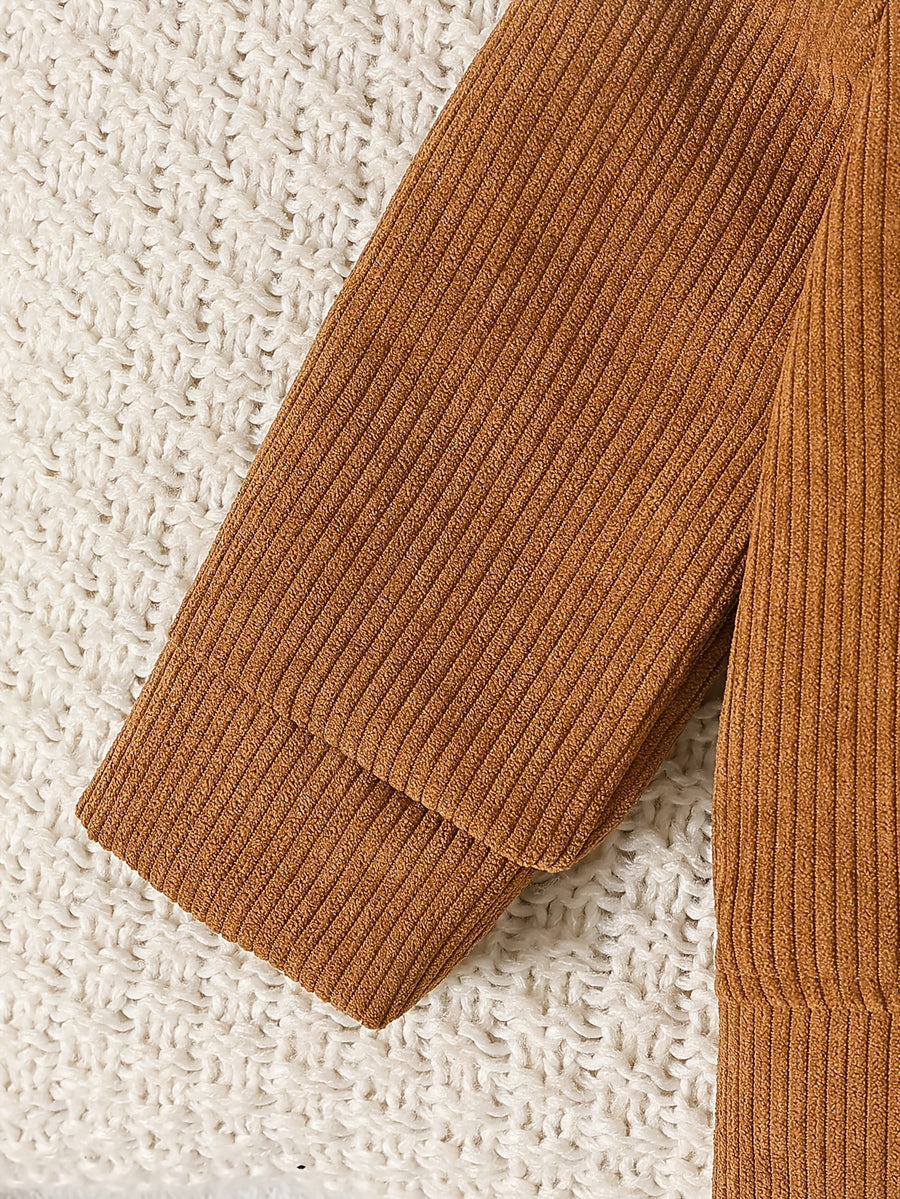 Veste en velours côtelé à rayures verticales marron café vintage pour — Monptitlou