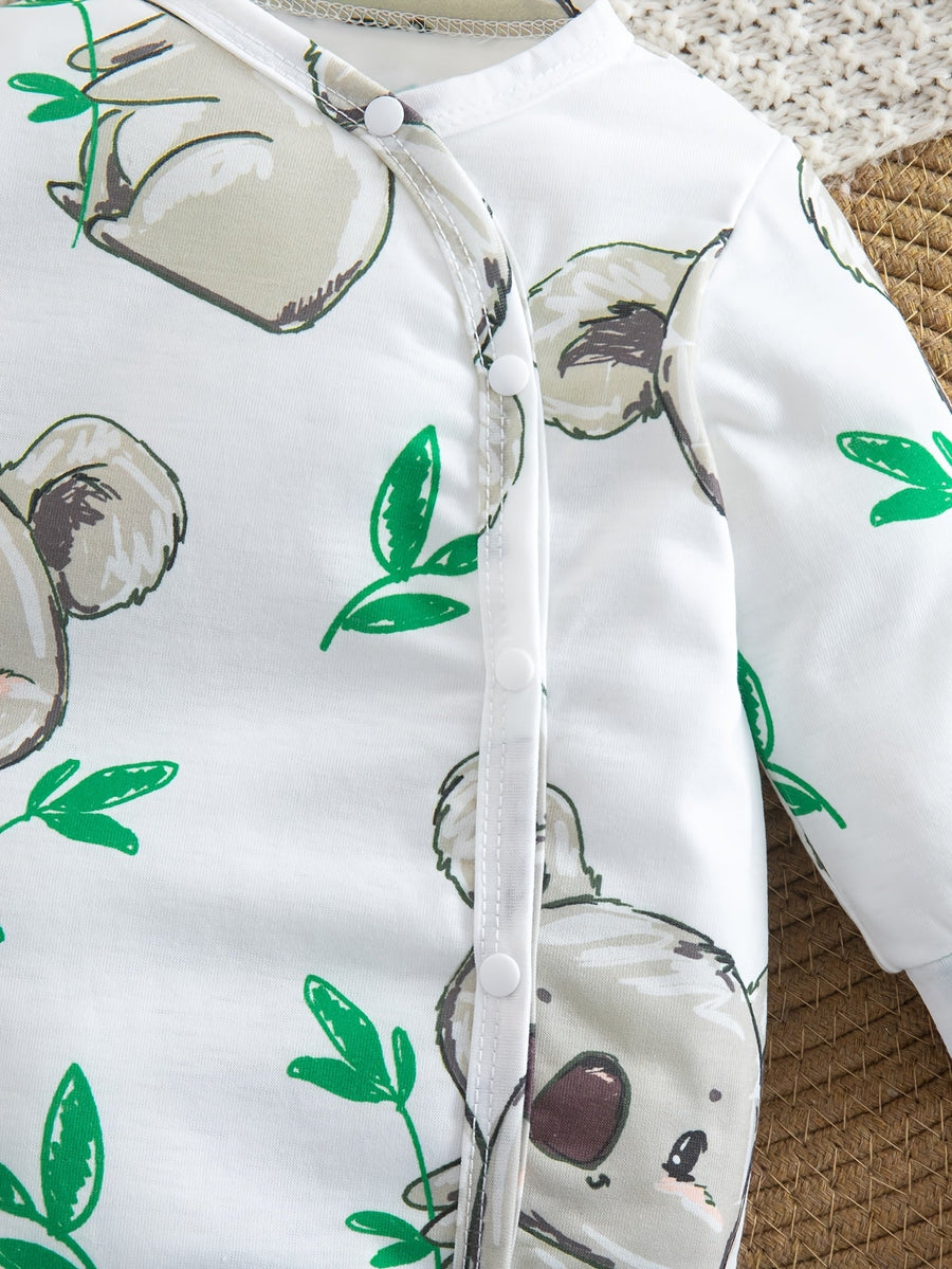 Combinaison bébé pieds doux koala feuille verte unisexe 0-9 mois — Monptitlou
