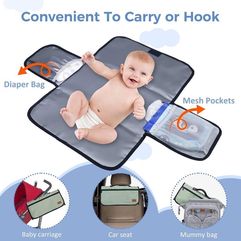 Station à langer de voyage deluxe avec coussin imperméable — Monptitlou