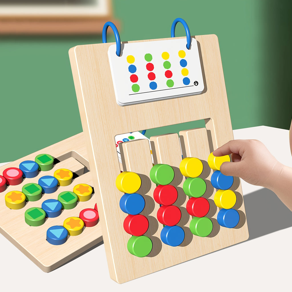 Jeu de cartes puzzle en bois double face à quatre couleurs pour le — Monptitlou