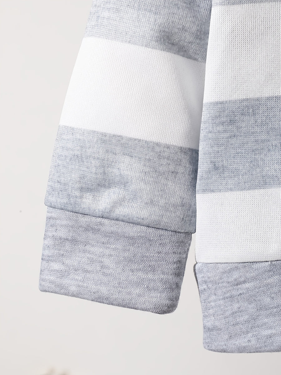 Ensemble sweat à manches longues en polaire imprimé ours cartoon rayé — Monptitlou