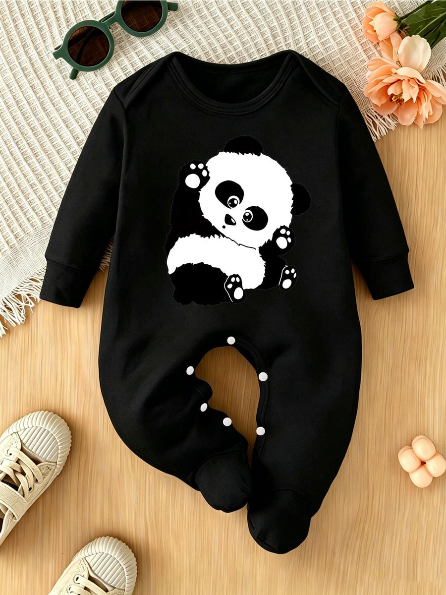 Barboteuse à pieds pour nouveau-né avec imprimé dessin animé "Panda — Monptitlou