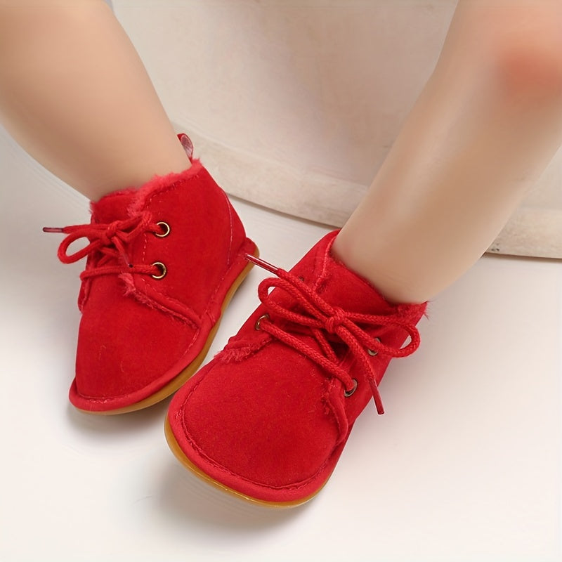 Chaussures d'Hiver pour Enfants 0-18 Mois Semelle Souple Doublure Polaire Style Coréen Chaussons de Marche Bébé 0-1 An 2