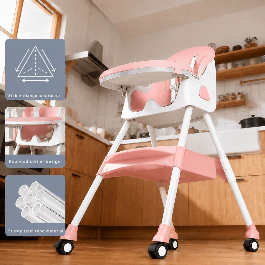 [Chaise 3-en-1 pliable] Chaise Haute Bébé 3-en-1, Pliable et Portable — Monptitlou