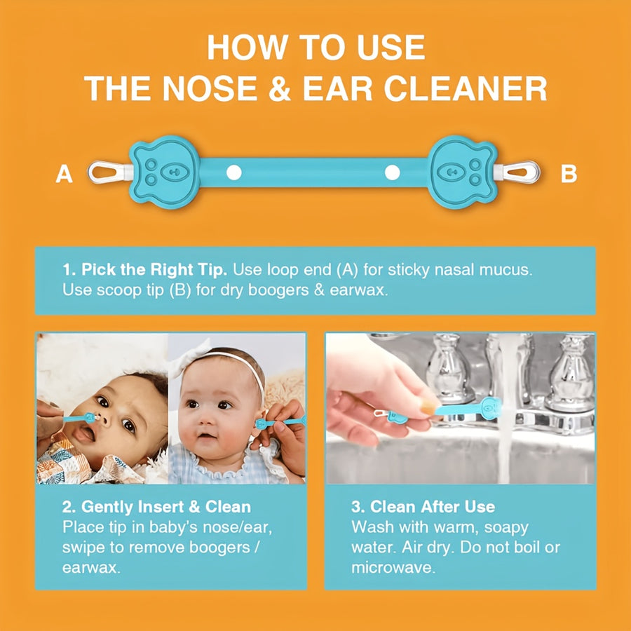Outil de nettoyage 2-en-1 pour nez et oreilles en forme d'ours en — Monptitlou
