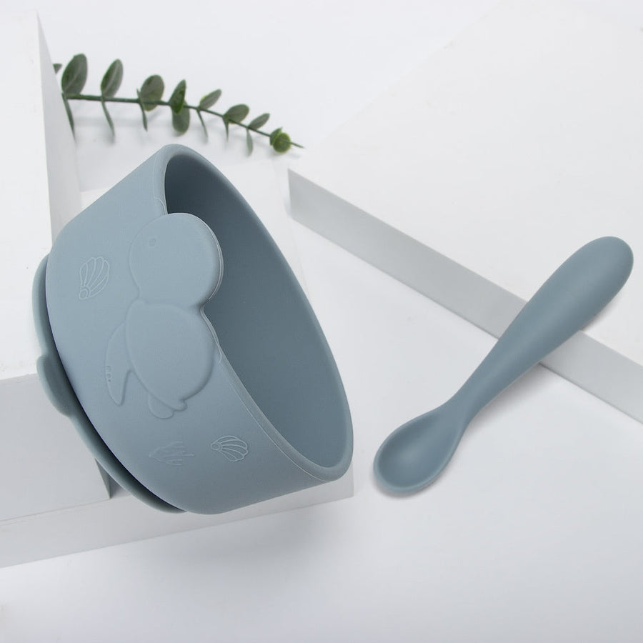 Bols en silicone alimentaire pour bébé avec cuillère 120 mm — Monptitlou