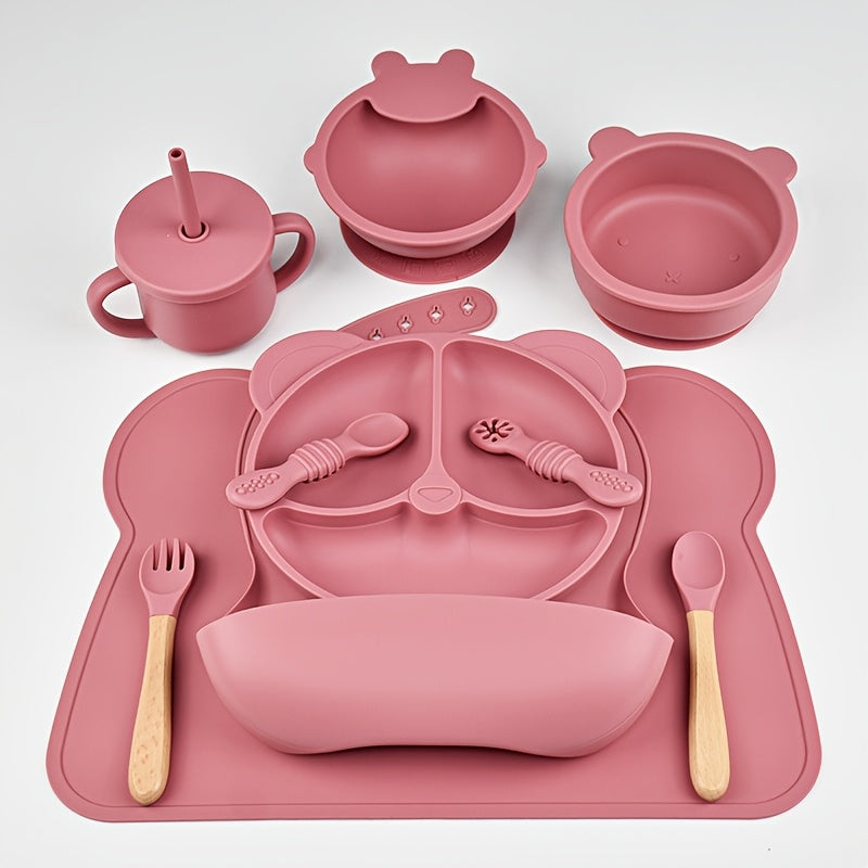Ensemble de couverts bébé 10 pièces, assiettes en silicone — Monptitlou