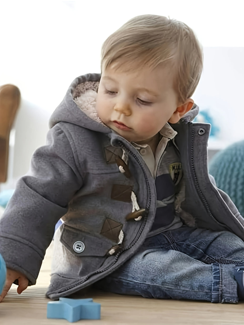 Veste d'automne-hiver pour garçons, couleur unie, fermeture éclair — Monptitlou