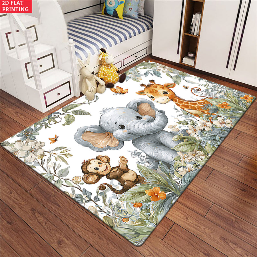 Tapis à motif animaux de la jungle en aquarelle, avec des girafes — Monptitlou
