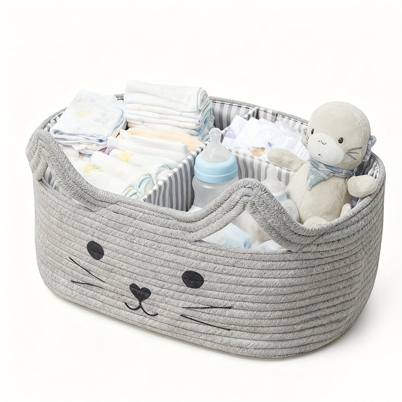 Panier de rangement tissé main à thème chat — Monptitlou