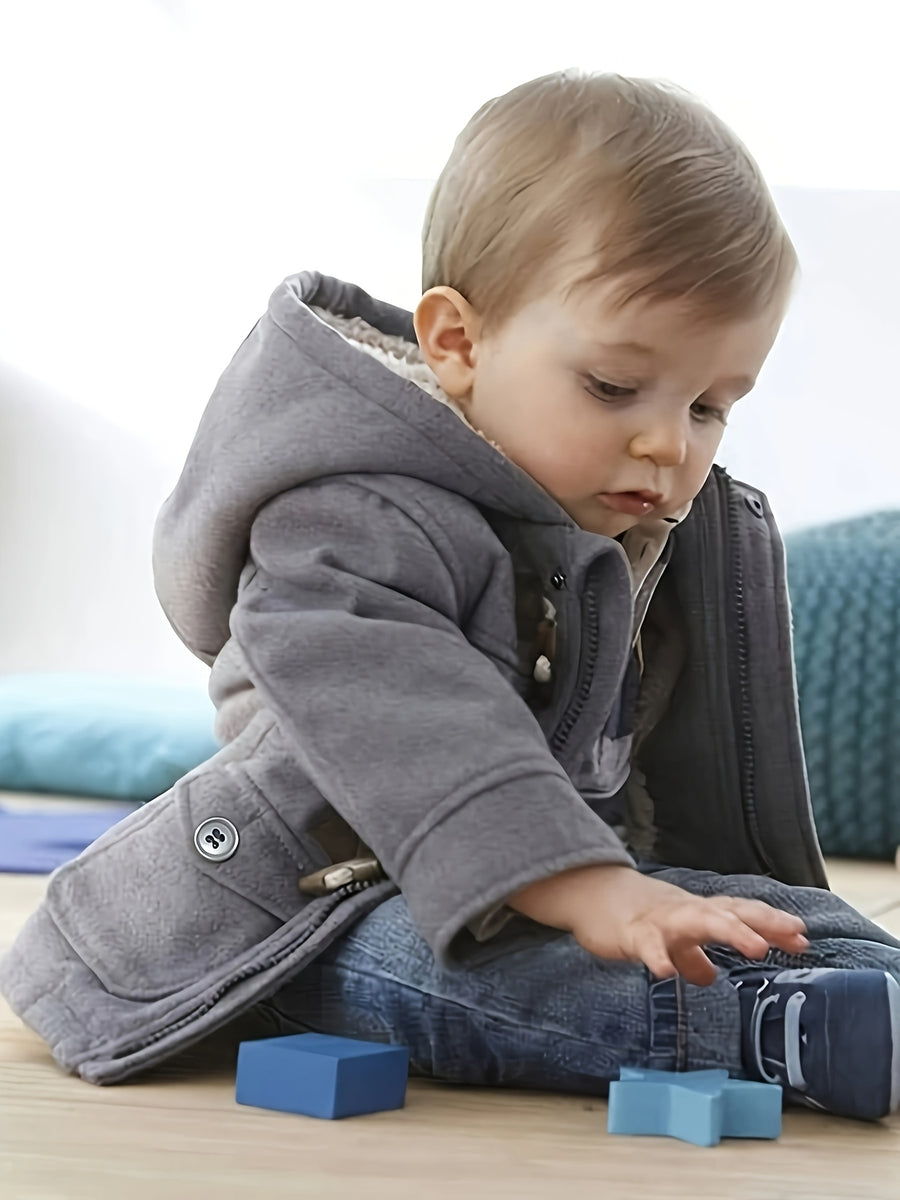 Veste d'automne-hiver pour garçons, couleur unie, fermeture éclair — Monptitlou