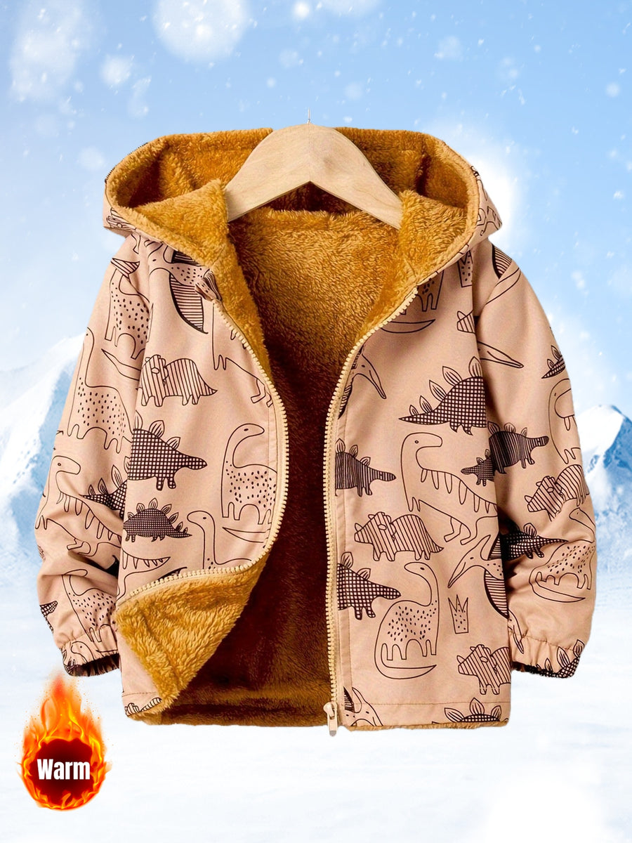 [Vêtements automne hiver] Veste à capuche en polaire teddy imprimée — Monptitlou