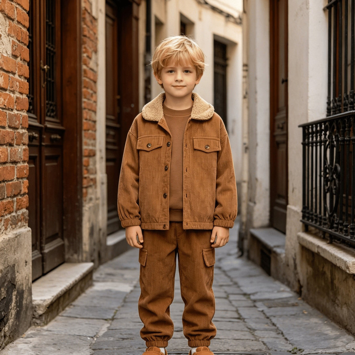 Ensemble 2 pièces pour garçon : veste confortable à manches longues en — Monptitlou Image