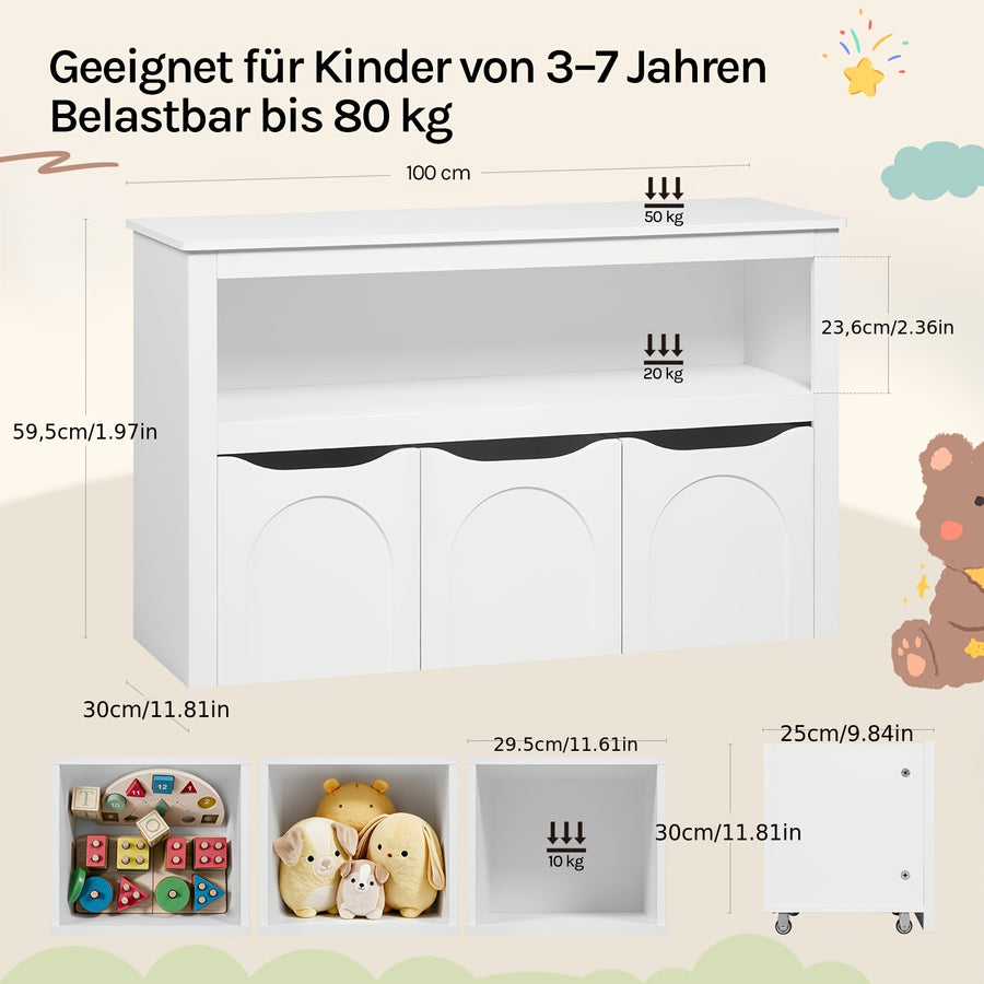 Meuble de rangement pour enfants avec 3 tiroirs à roulettes — Monptitlou