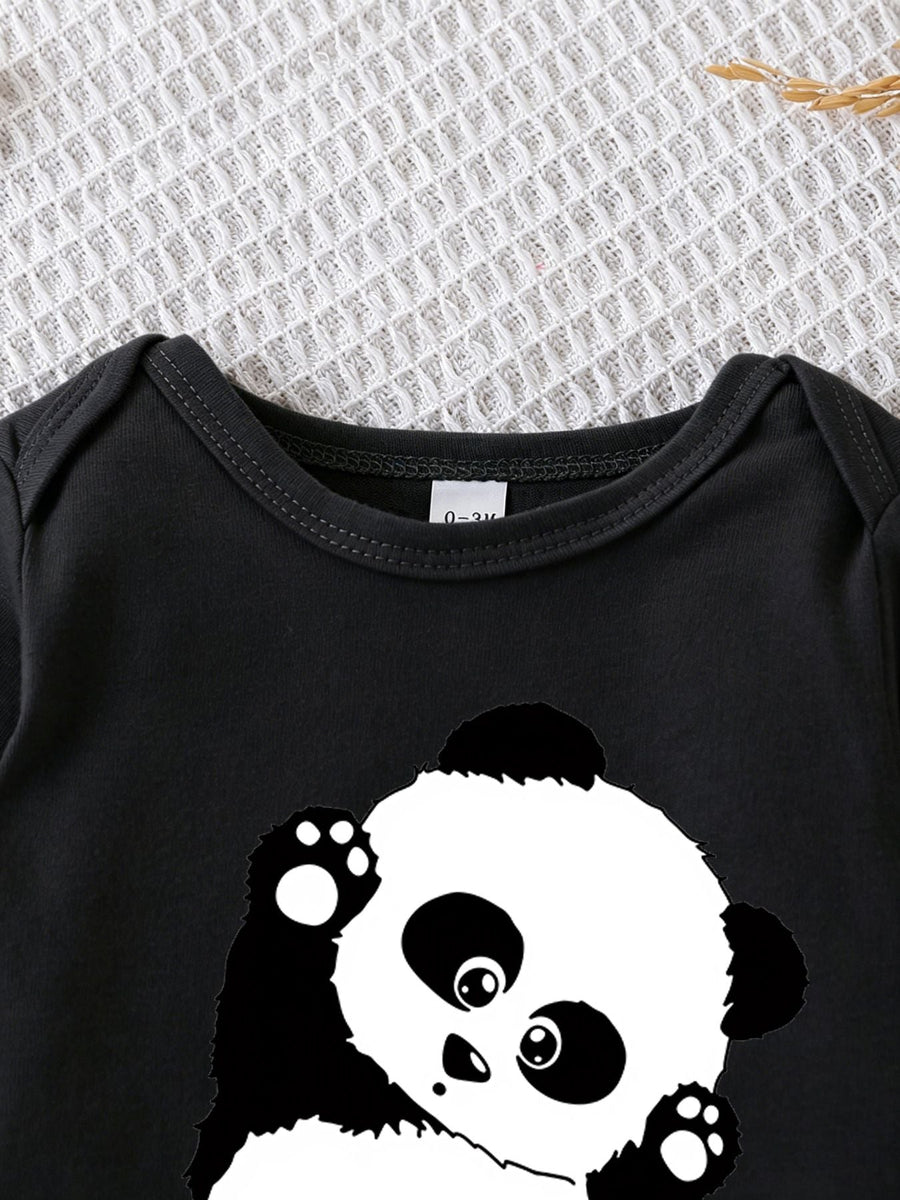 Barboteuse à pieds pour nouveau-né avec imprimé dessin animé "Panda — Monptitlou