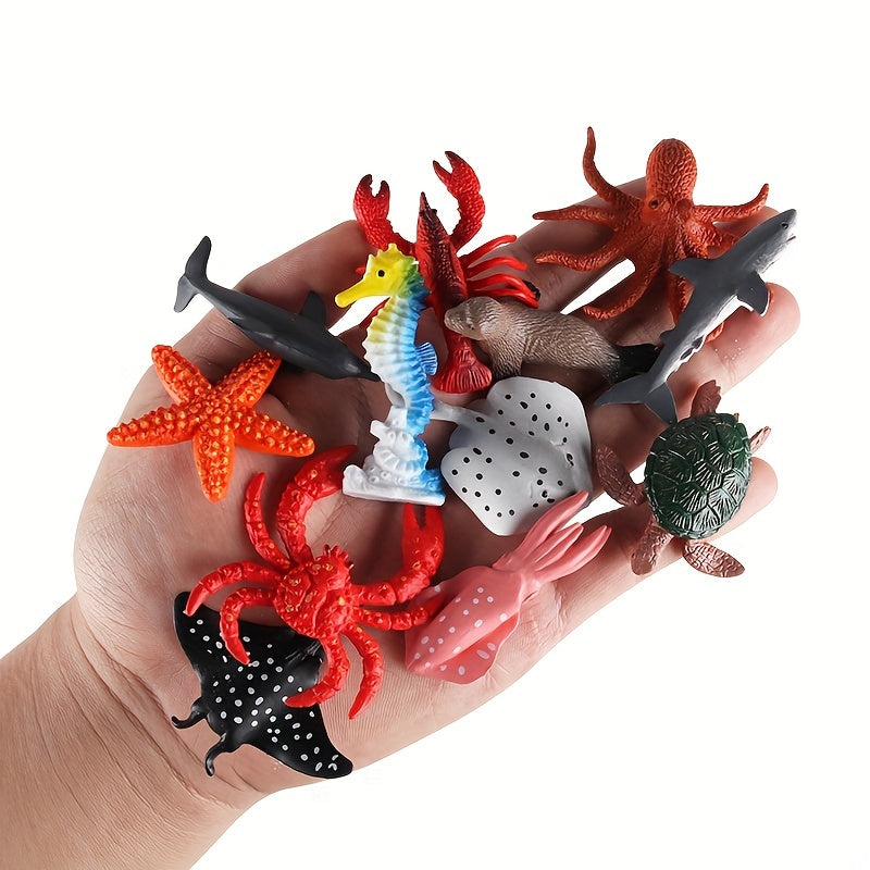 Figurines d'animaux marins, 12 pièces miniatures réalistes de créatures — Monptitlou