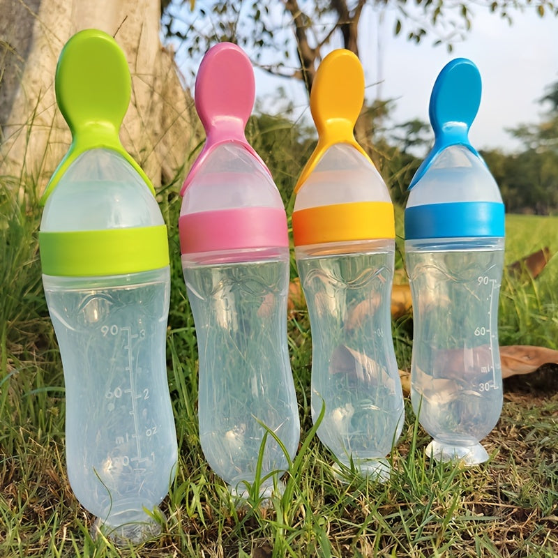 Tétine d'alimentation pour bébé en silicone avec cuillère et ventouse — Monptitlou