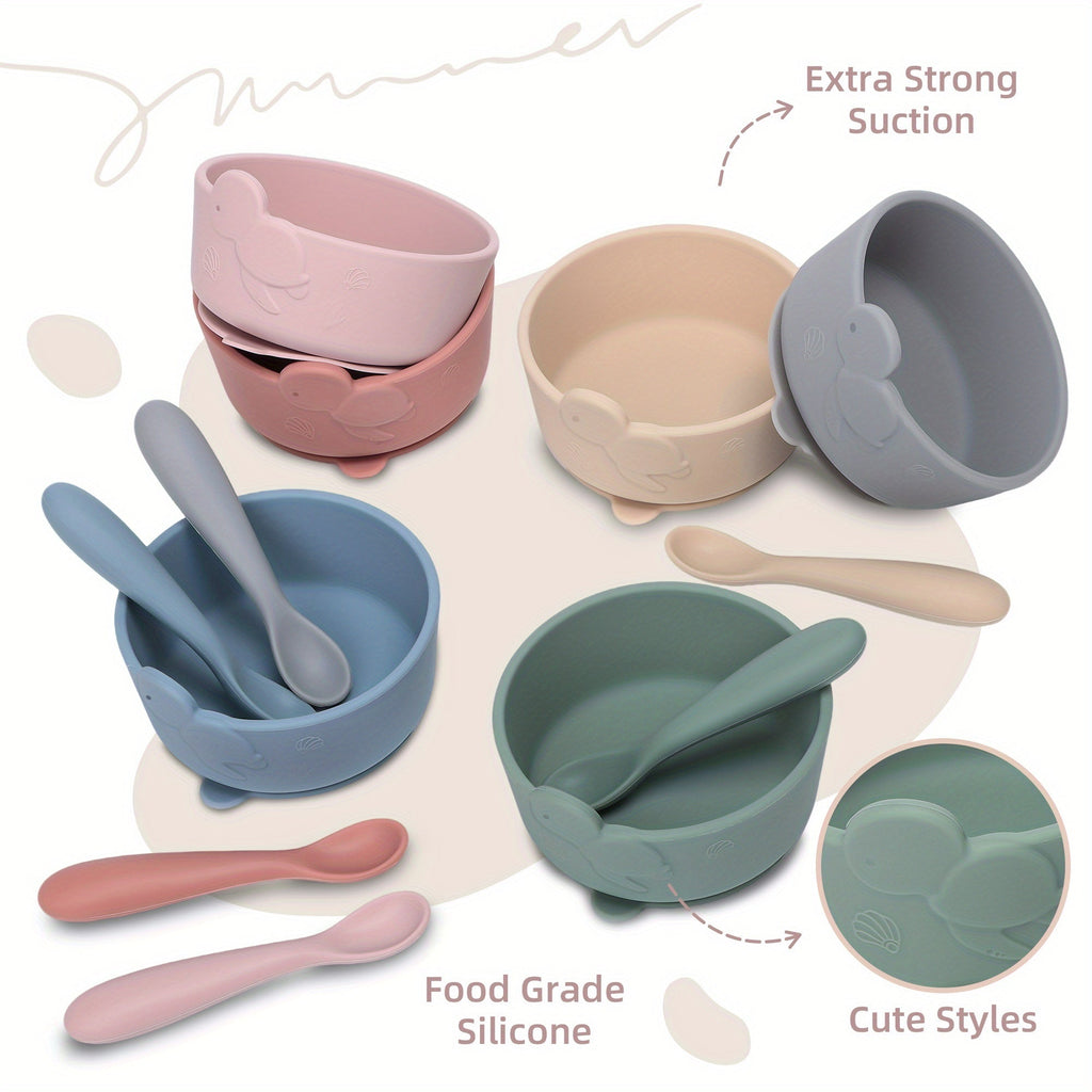 Bols en silicone alimentaire pour bébé avec cuillère 120 mm — Monptitlou