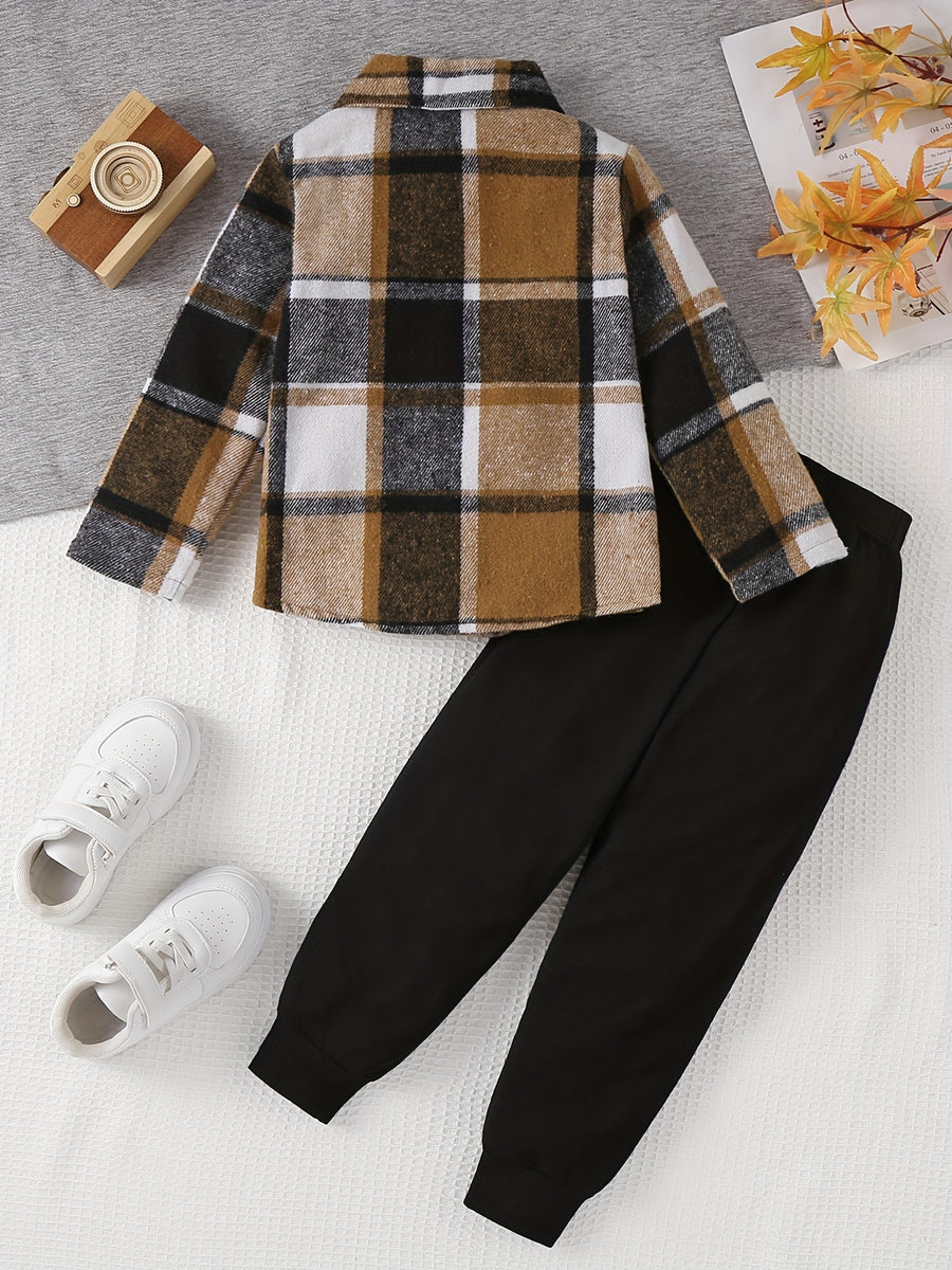 Ensemble 2 pièces vichy veste à double poche et pantalon de sport pour