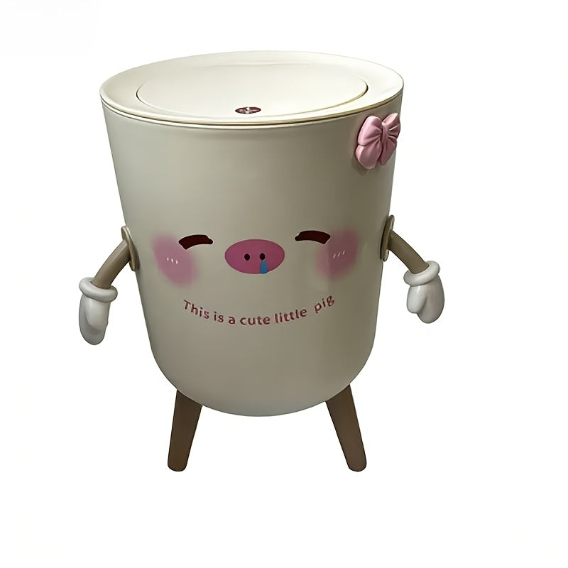 Poubelle couleur crème kawaii avec couvercle à pression pour décoration — Monptitlou