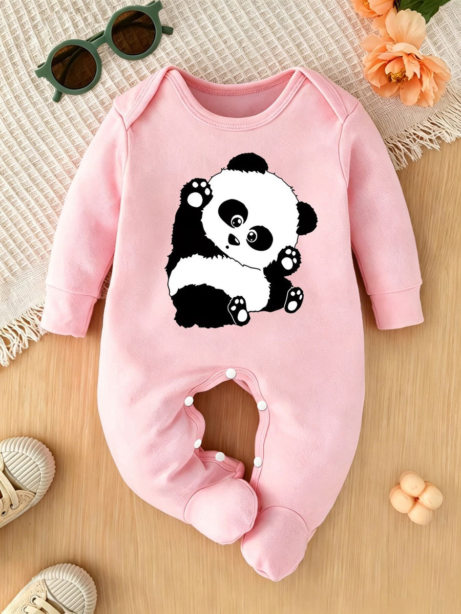 Barboteuse à pieds pour nouveau-né avec imprimé dessin animé "Panda — Monptitlou